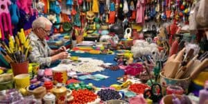 Handwerker bei der Arbeit in einer Wiener Werkstatt.